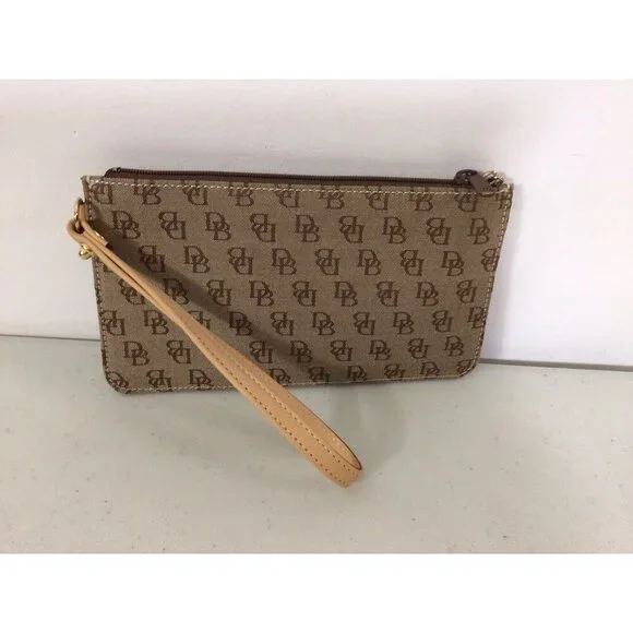 Dooney & Bourke Signature Wristlet Pouch Bag Zip Top Handle - Picture 3 of 6